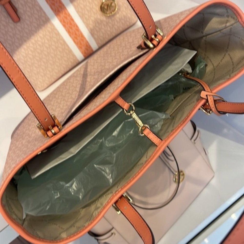 Michael Kors Jet Set Travel Medium Carryall Tote Sherbert Multi - Picture 6 of 16